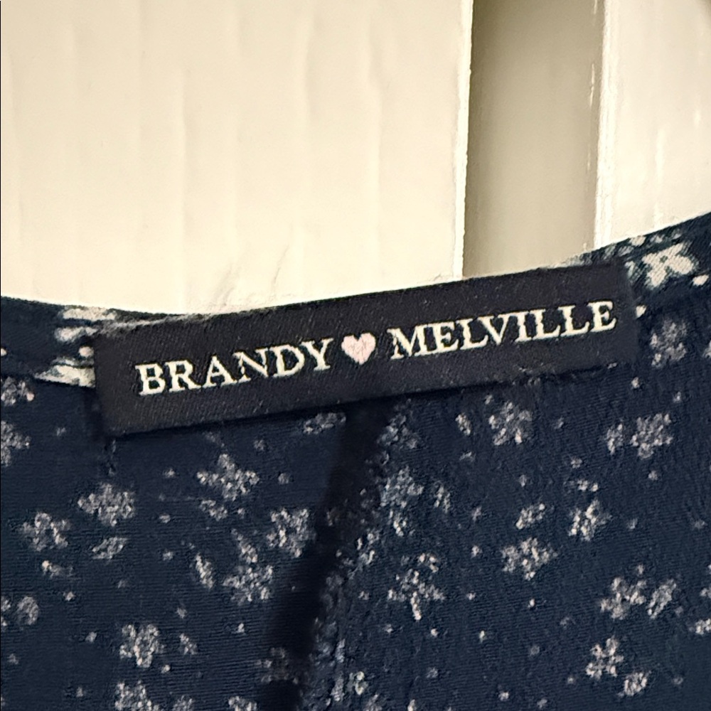 Brandy Melville Dark Blue Floral Midi Dress - Picture 2 of 4